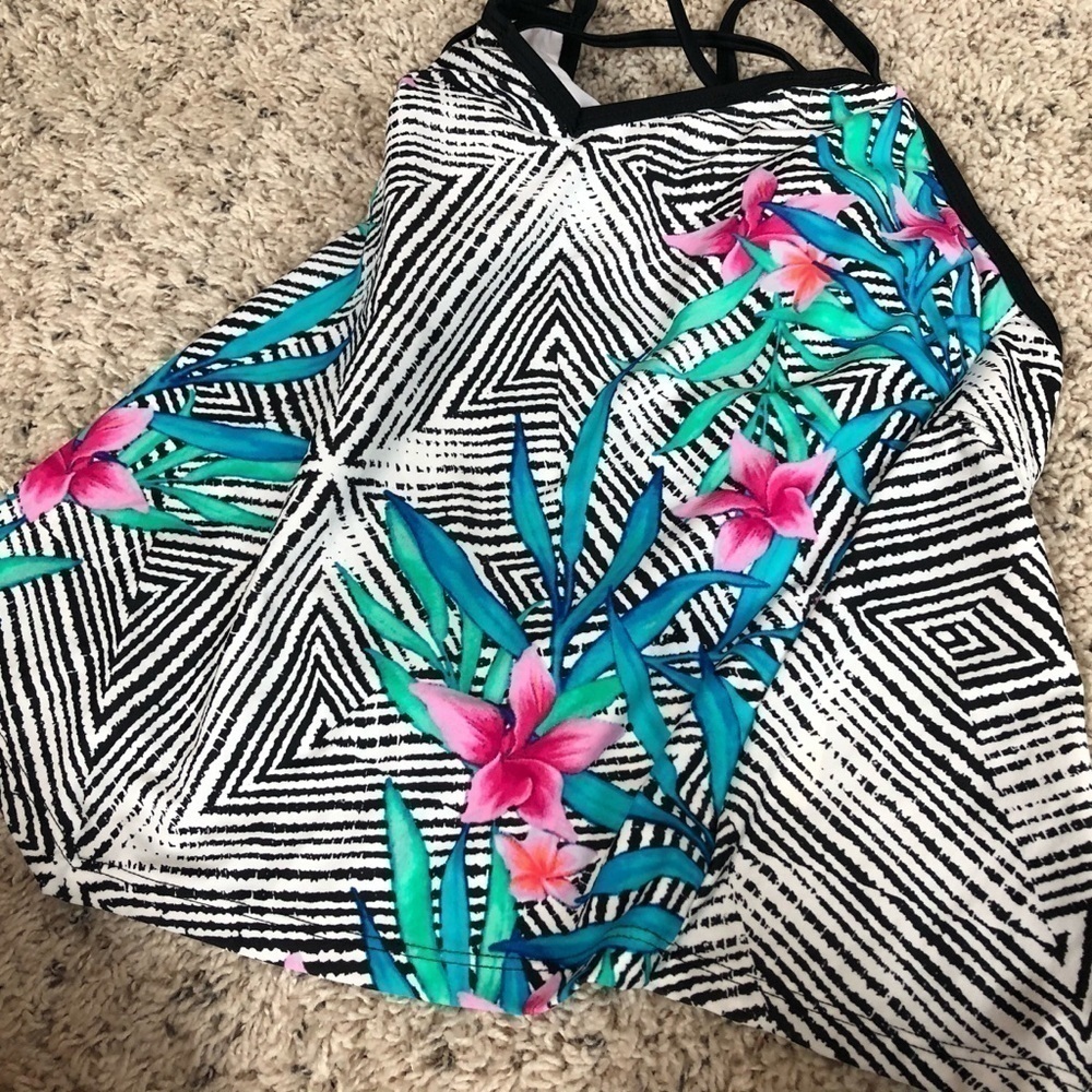 🆕 Sexy tropical floral strappy tropical colorful tankini swim top - Picture 5 of 9